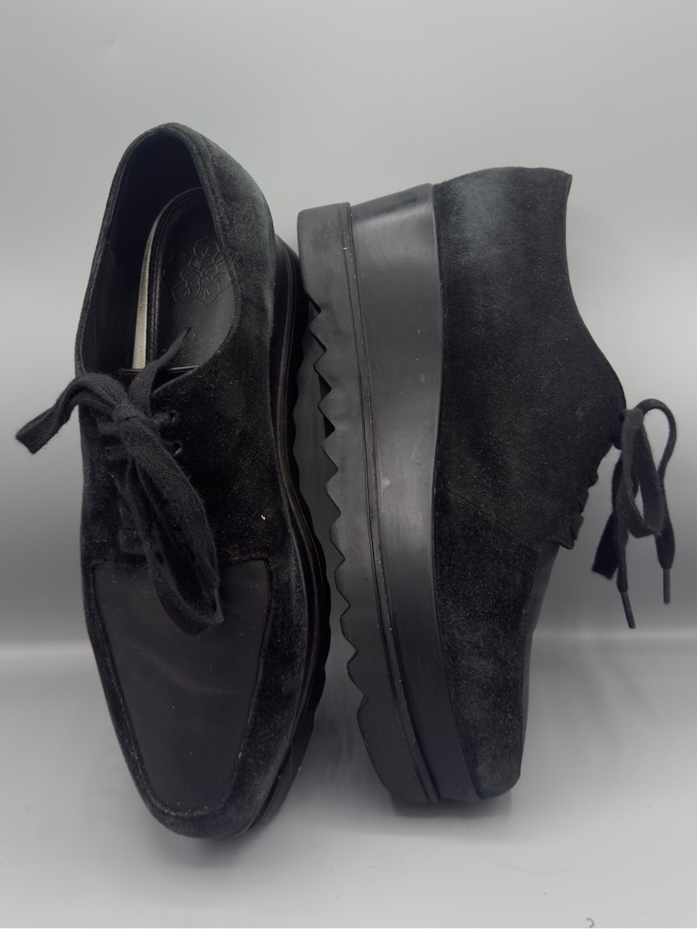 Anne Fontaine Black Suede Platform Lace-Up Shoes 🖤